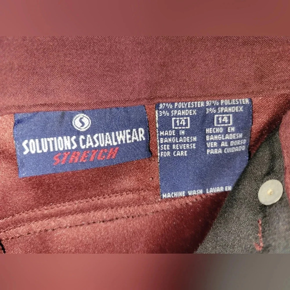 Vintage Solutions Casual Wear Stretch Women's Pants Slacks Rust Burgundy size 14 - Picture 10 of 12